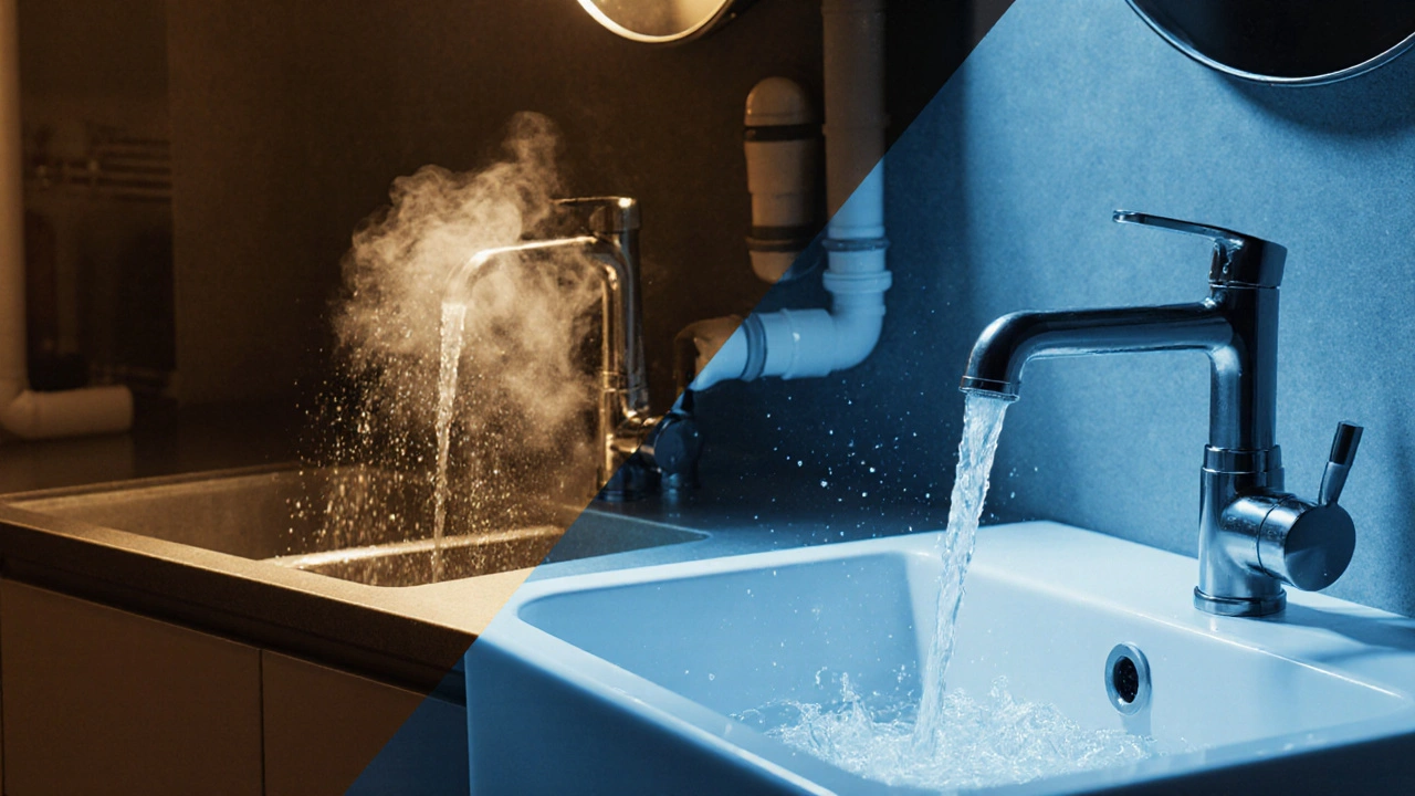 Hot water works in kitchen but not bathroom - common causes & fixes