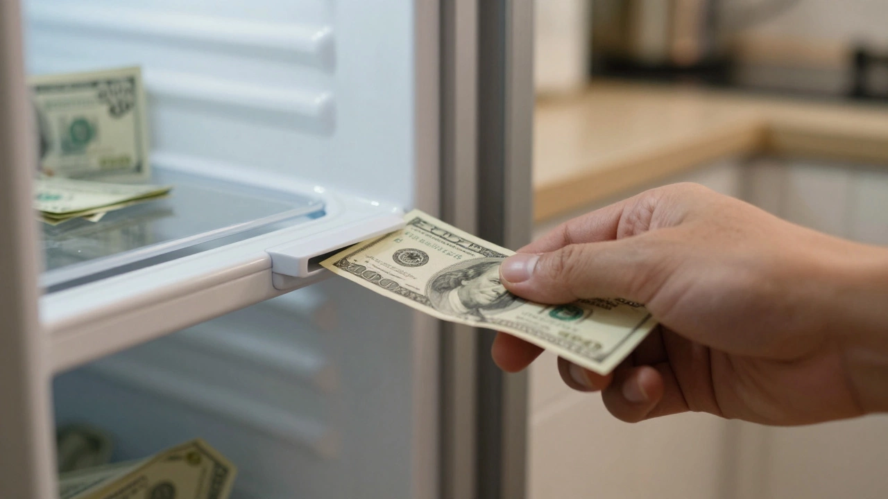 Dollar bill test showing loose freezer door seal