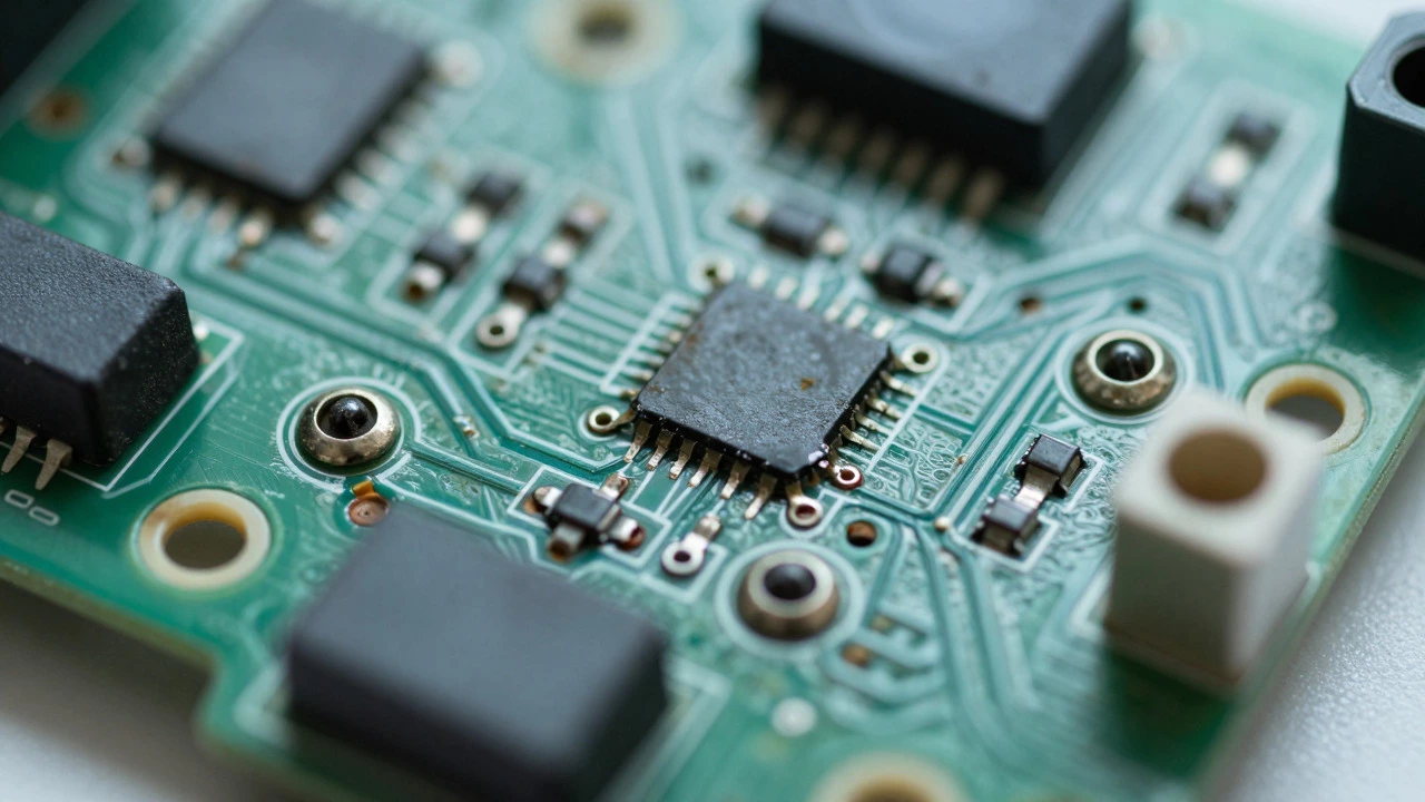 Close-up of damaged oven control circuit board