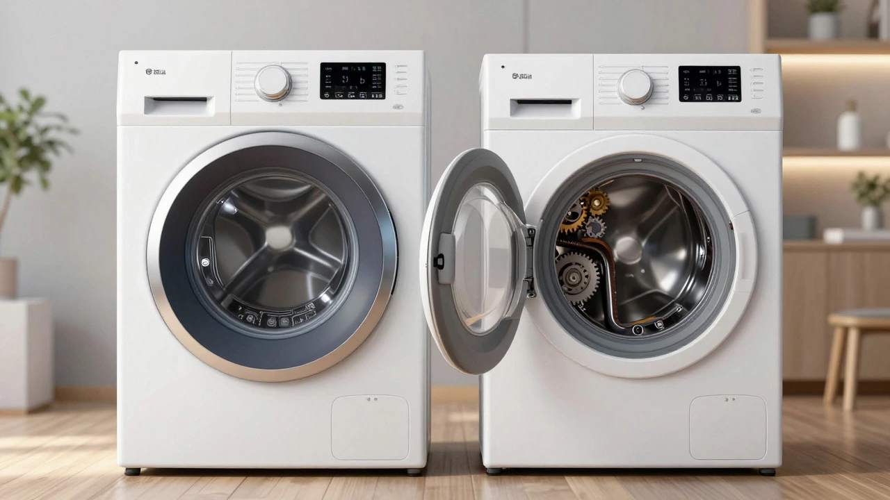 Comparison of complex electronic vs simple mechanical washing machine internals